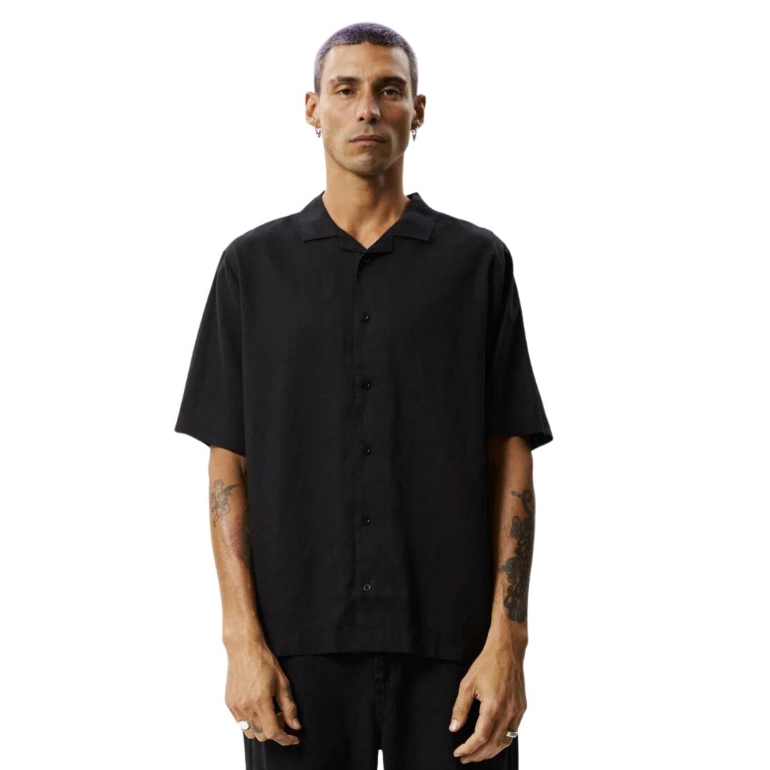 Afends Daily Hemp Cuban Short Sleeve Shirt - Black