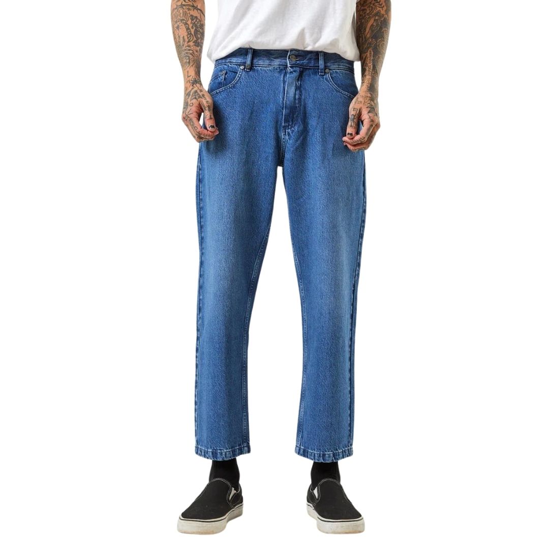 Afends Ninety Twos Hemp Denim Relaxed Jeans - Authentic Blue