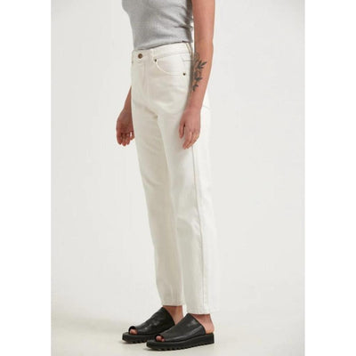 Afends Violet Organic Denim Straight Leg Jeans - Off White