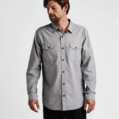 Roark Well Worn Long Sleeve Organic Button Up Shirt - Smoke