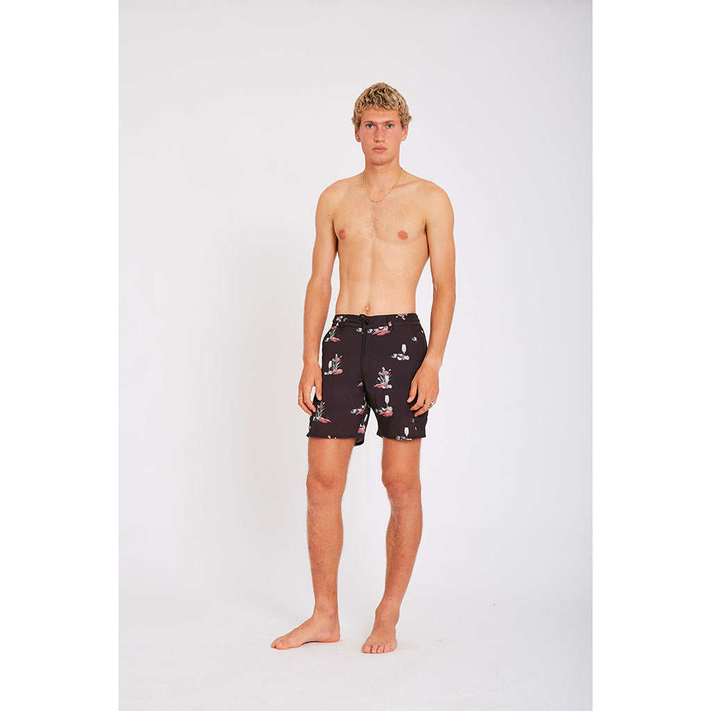 Wasted Talent Altea Boardshorts - Black with L'été Print