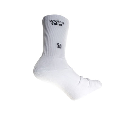 Wasted Talent Crew Socks - White