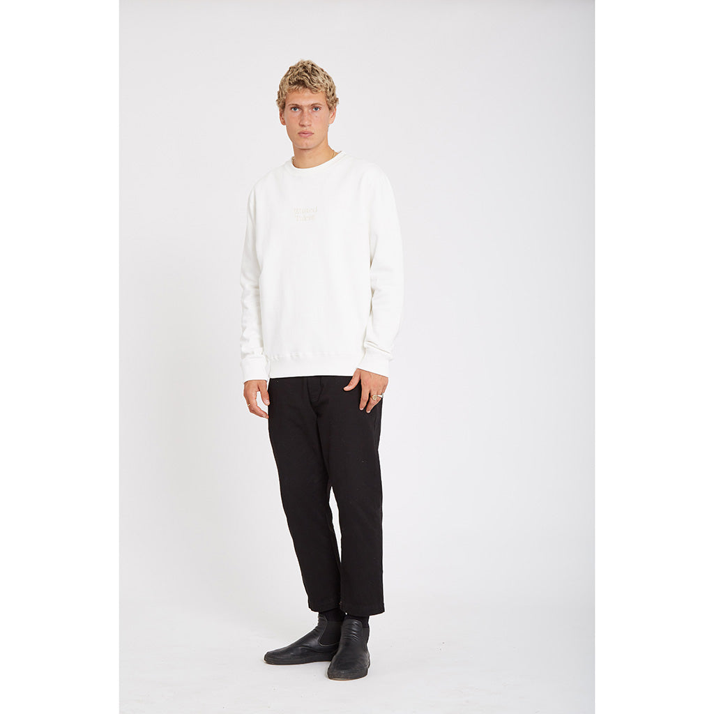 Wasted Talent Medoc Crew Neck Off White - back view on model